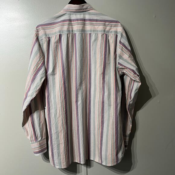 Tommy Bahama Pima Cotton Pastel Striped Button Down Shirt | Men's Size Medium - Picture 3 of 8